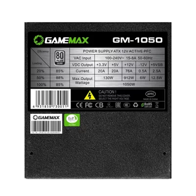 Fuente De Poder Gamemax GM-1050 1050w 80 Plus Silver