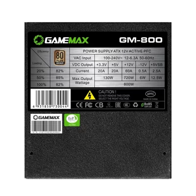 Fuente De Poder Gamemax GM-800 800w 80 Plus Bronce